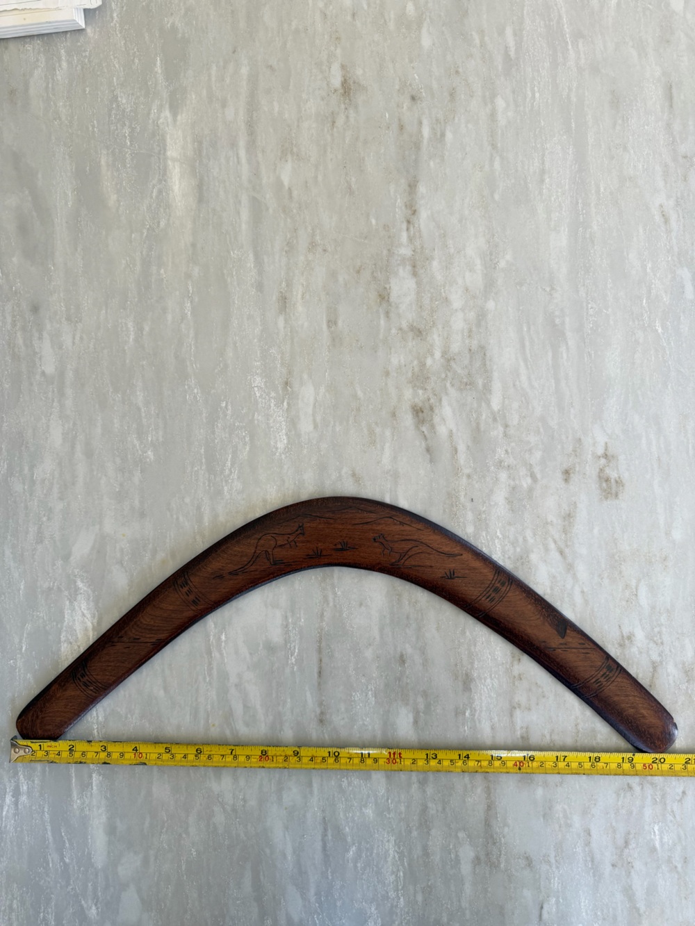Authentic Hand-Carved Australian Wooden Boomerang Wall Decor - Brown